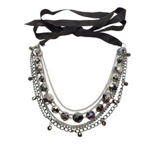 Simply Vera Wang Aurora Rhinestone Statement Necklace Gray Silver Multi Chain